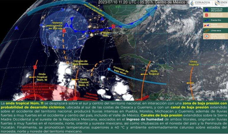 Se prevén tormentas durante la tarde por onda tropical número 11