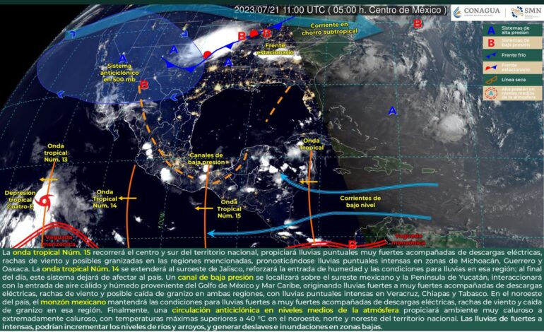 Llegada de la onda tropical 15 ocasionará lluvias en el estado