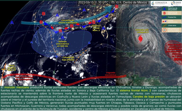  Lluvias fuertes y tormentas eléctricas se prevé para la tarde-noche de este miércoles