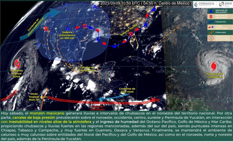 Canal de baja presión provocará algunas lluvias de intensidad variable