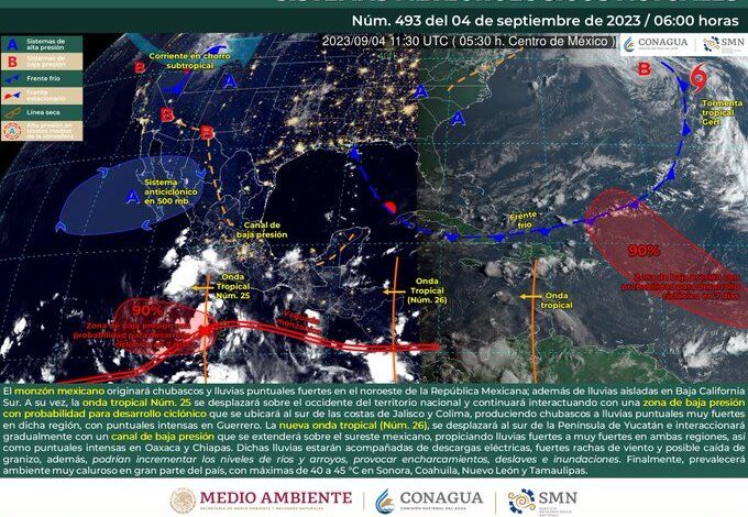 Paso de la onda tropical número 25 continuará dejando lluvias y tormentas