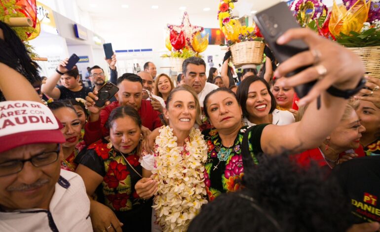  Con una fiesta cultural y gran alegría, Oaxaca recibe a Claudia Sheinbaum 