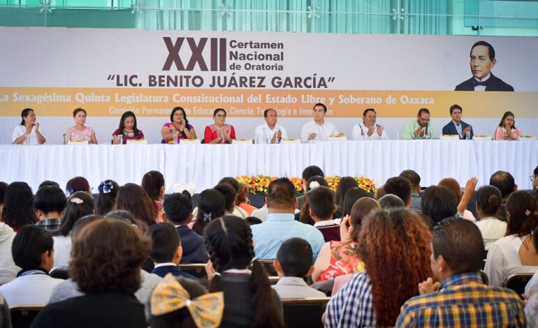  Inauguran en el Congreso de Oaxaca la edición XXII del Certamen Nacional de Oratoria, en su etapa estatal