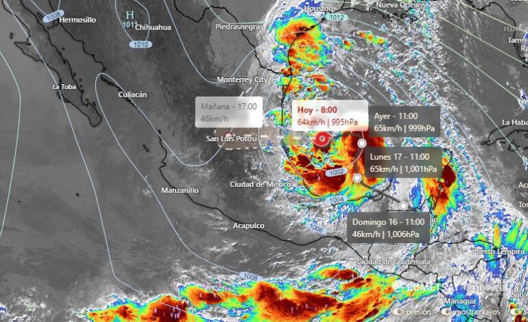  Se forma la tormenta ‘Alberto’ y esta noche tocaría tierra; ésta es su trayectoria