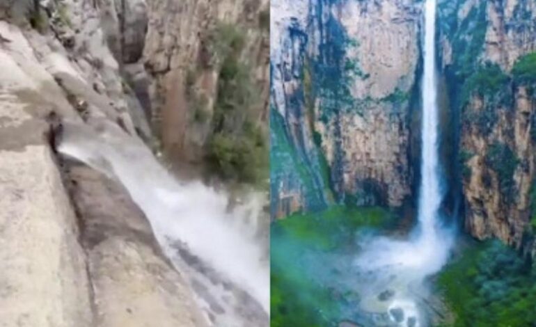  ¡Cascada falsa! Turista descubre tubería de agua secreta que la abastece y ‘arden’ redes