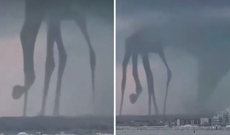  ¿Es el fin? Captan en VIDEO extraña y gigantesca “araña” en medio de un tornado