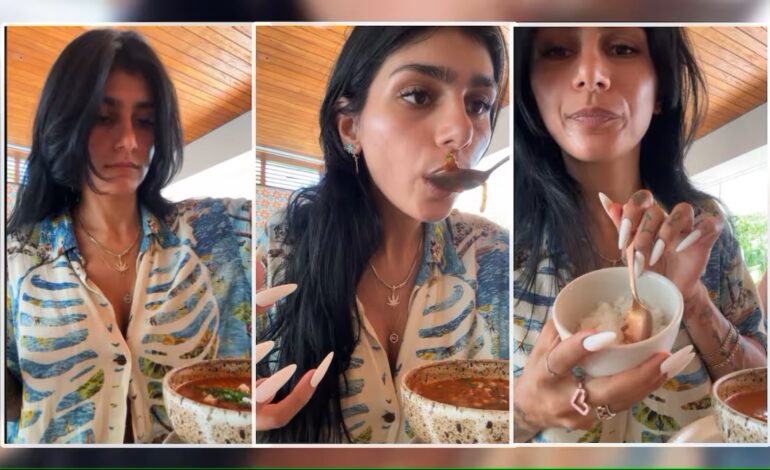  Mía Khalifa se graba probando el menudo en México y… ¡Ya es viral!