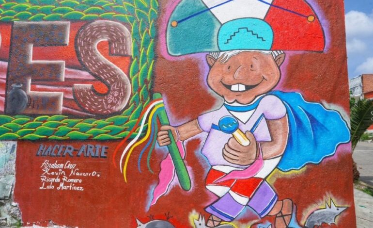  Homenajean a AMLO con curiosos murales en Oaxaca; preparan 100 bardas dedicadas al presidente