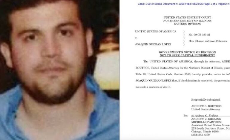 Hijo de El Chapo Guzmán libra la pena de muerte: EU no la solicitará en contra de Joaquín Guzmán López
