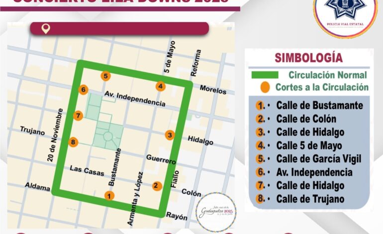  Habrá cortes a la circulación en el Centro Histórico de Oaxaca por concierto de Lila Downs en la Alameda de León