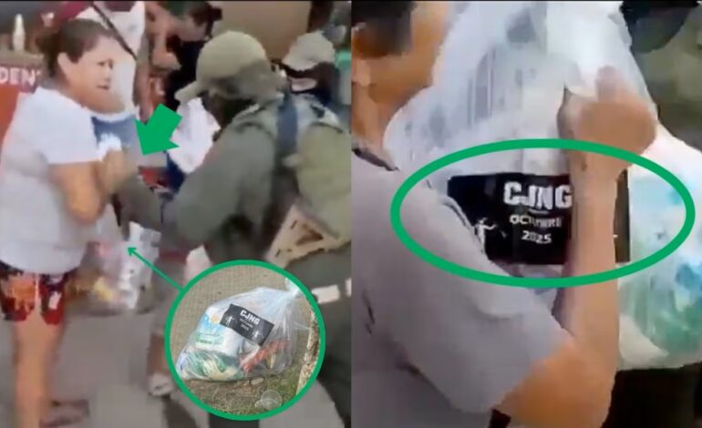  ¿Las mandó El Mencho? Reparten despensas con logo del CJNG a damnificados en Veracruz