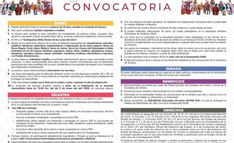  El 9 de enero, límite para participar en la elección de la imagen oficial de la Guelaguetza 2026