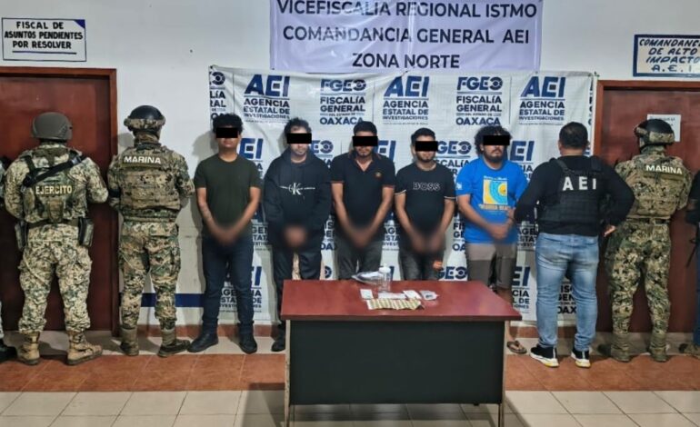  En menos de 48 horas, detienen a cinco probables responsables de cuádruple homicidio en el Istmo