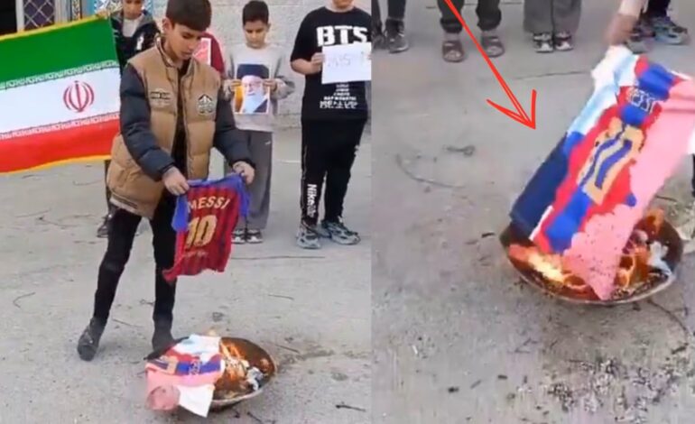 Video: Niños iraníes queman camisetas de Messi tras su encuentro con Trump en la Casa Blanca